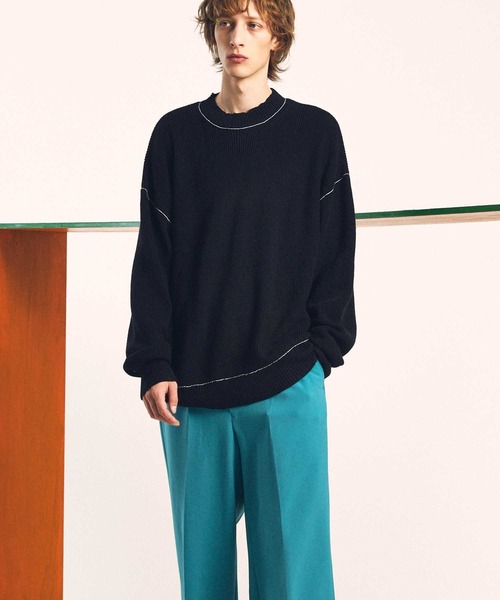 MAISON SPECIAL（メゾンスペシャル）の「《ユニセックスアイテム》プライムオーバーバソランウールクラッシュクルーネックニットプルオーバー 【MAISON SPECIAL/メゾンスペシャル】（ニット/セーター・メンズ・ブラック/オフホワイト/サックスブルー/ピンク/ラベンダー・1/2）」の19枚目の写真