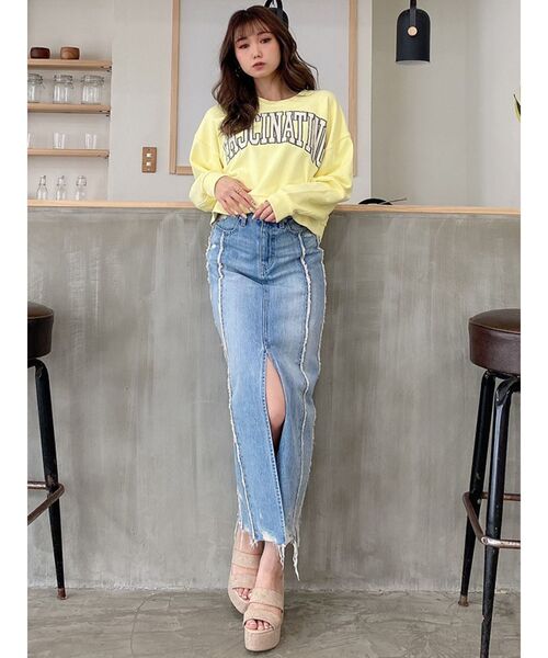 GYDA（ジェイダ）の「switchingフリンジデニムロングスカート（デニムスカート・レディース・ブルー/ライトブルー・SMALL/MEDIUM）」の8枚目の写真