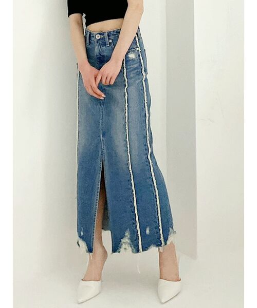 GYDA（ジェイダ）の「switchingフリンジデニムロングスカート（デニムスカート・レディース・ブルー/ライトブルー・SMALL/MEDIUM）」の16枚目の写真