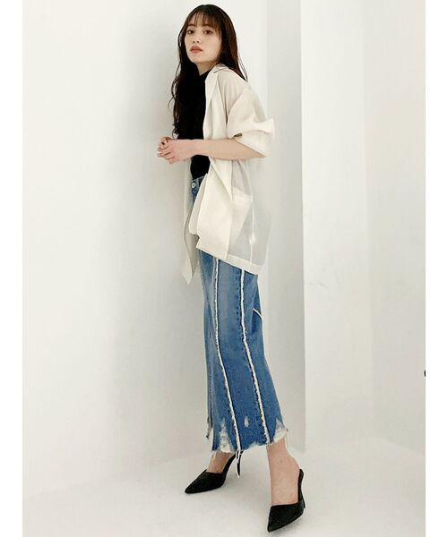 GYDA（ジェイダ）の「switchingフリンジデニムロングスカート（デニムスカート・レディース・ブルー/ライトブルー・SMALL/MEDIUM）」の15枚目の写真