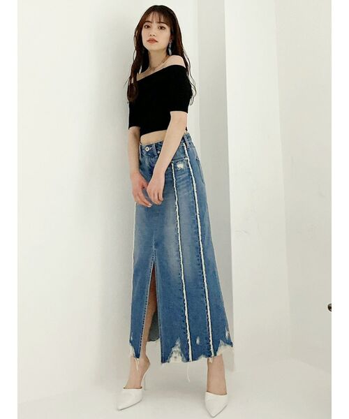 GYDA（ジェイダ）の「switchingフリンジデニムロングスカート（デニムスカート・レディース・ブルー/ライトブルー・SMALL/MEDIUM）」の14枚目の写真