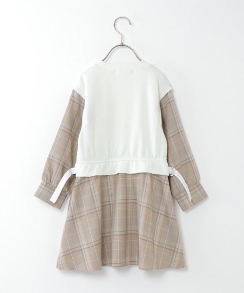 ikka（イッカ）の「【キッズ】ベストレイヤードチェック柄ワンピース(100~160cm)（ワンピース・キッズ・ブラック/オフホワイト・100/110/120/130/140/150/160）」の3枚目の写真