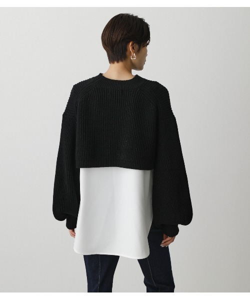 AZUL by moussy(アズールバイマウジー)の「SHORT KNIT SET TOPS /ショートニットセットトップス(ニット/セーター・レディース・ライトグレー/オレンジ系その他/ライトイエロー/ブラック・SMALL/MEDIUM)」の10枚目の写真