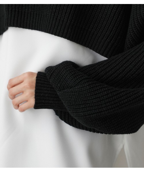 AZUL by moussy(アズールバイマウジー)の「SHORT KNIT SET TOPS /ショートニットセットトップス(ニット/セーター・レディース・ライトグレー/オレンジ系その他/ライトイエロー/ブラック・SMALL/MEDIUM)」の12枚目の写真