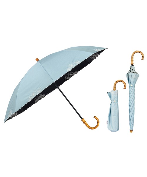 UVO（ウーボ）の「最強の日傘「UVO」 折りたたみ2段 刺繍フラワー Wpc.（折りたたみ傘・レディース・ブラック/パープル/オフホワイト/ブルーグレー/ベージュ/ピンク/ラベンダー/グレー/サックスブルー/サンドベージュ・FREE）」の7枚目の写真