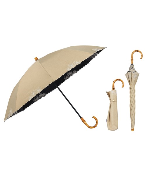 UVO（ウーボ）の「最強の日傘「UVO」 折りたたみ2段 刺繍フラワー Wpc.（折りたたみ傘・レディース・ブラック/パープル/オフホワイト/ブルーグレー/ベージュ/ピンク/ラベンダー/グレー/サックスブルー/サンドベージュ・FREE）」の6枚目の写真