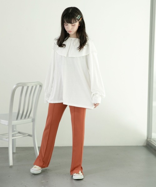 GLOBAL WORK(グローバルワーク)の「大人見えカットフレアパンツ/AND YUA ANY/263869(その他パンツ・キッズ・ブラック/グリーン/アイボリー/ライトイエロー/オレンジ/グリーン系その他6・150cm/160cm)」の11枚目の写真