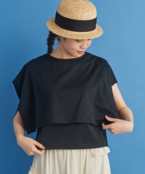 Malle（マル）の「malle 超度詰天竺 肩掛けプルオーバー（Tシャツ/カットソー・レディース・ブラック/クリーム・FREE）」の7枚目の写真