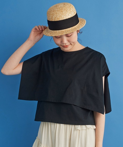 Malle（マル）の「malle 超度詰天竺 肩掛けプルオーバー（Tシャツ/カットソー・レディース・ブラック/クリーム・FREE）」の6枚目の写真