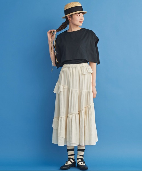 Malle（マル）の「malle 超度詰天竺 肩掛けプルオーバー（Tシャツ/カットソー・レディース・ブラック/クリーム・FREE）」の5枚目の写真