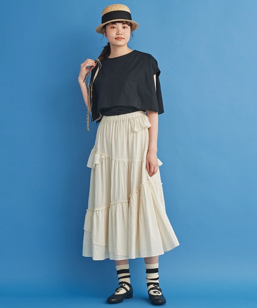 Malle（マル）の「malle 超度詰天竺 肩掛けプルオーバー（Tシャツ/カットソー・レディース・ブラック/クリーム・FREE）」の4枚目の写真