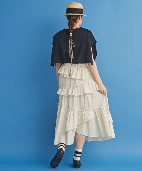 Malle（マル）の「malle 超度詰天竺 肩掛けプルオーバー（Tシャツ/カットソー・レディース・ブラック/クリーム・FREE）」の11枚目の写真