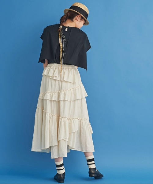 Malle（マル）の「malle 超度詰天竺 肩掛けプルオーバー（Tシャツ/カットソー・レディース・ブラック/クリーム・FREE）」の12枚目の写真