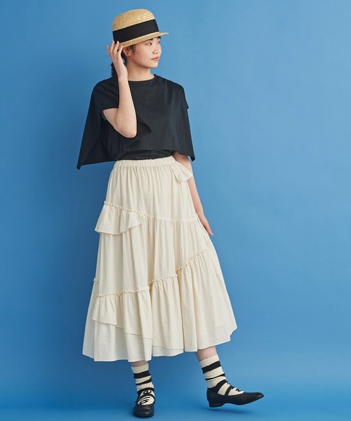 Malle（マル）の「malle 超度詰天竺 肩掛けプルオーバー（Tシャツ/カットソー・レディース・ブラック/クリーム・FREE）」の15枚目の写真