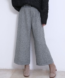 ハイウエスト ワイドパンツ フロントボタン