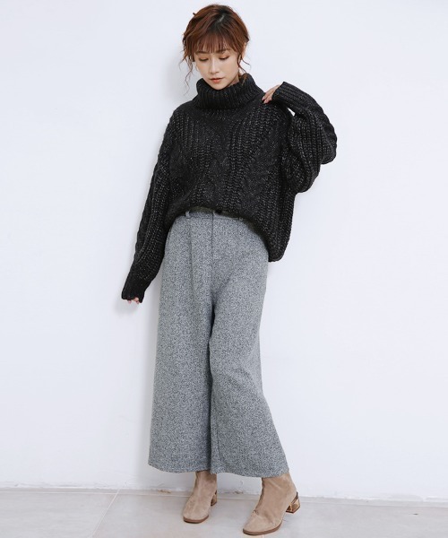Doux Belle(ドゥーベル)の「ハイウエスト ワイドパンツ フロントボタン(その他パンツ・レディース・ライトグレー/ブラック/ダークグレー/A・LARGE/X-LARGE/MEDIUM)」の9枚目の写真