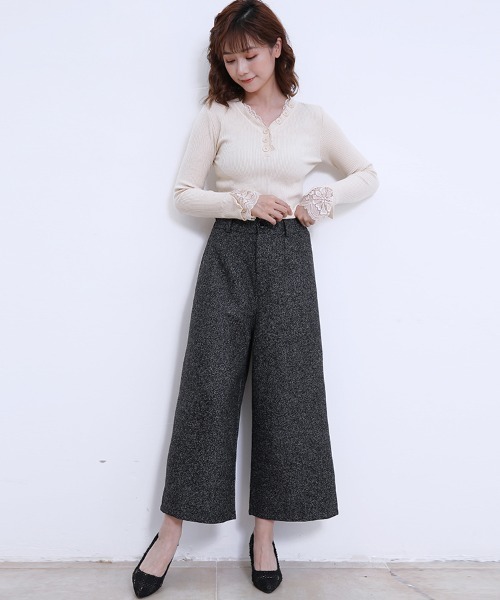 Doux Belle(ドゥーベル)の「ハイウエスト ワイドパンツ フロントボタン(その他パンツ・レディース・ライトグレー/ブラック/ダークグレー/A・LARGE/X-LARGE/MEDIUM)」の12枚目の写真