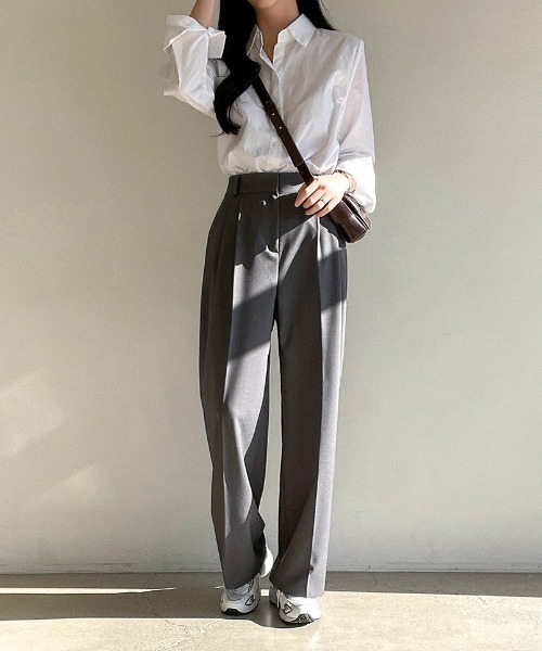 SONA（ソナ）の「SONYUNARA ピンタックハイウエストワイドスラックス（スラックス・レディース・ダークグレー/ベージュ/クリーム/イエロー・FREE）」の9枚目の写真