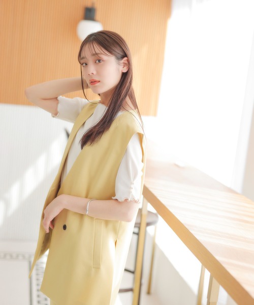 vis-`a-vis（ビサビ）の「【WEB限定】【SET】コスパ抜群！ジレ＆フレアーパンツセットアップ（スラックス・レディース・ベージュ/イエロー/ブラック/キナリ/ライトグリーン・S/M）」の7枚目の写真