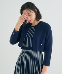 ANAYI | ボーダーダブルフェイスショート　カーディガン(ニット/セーター)