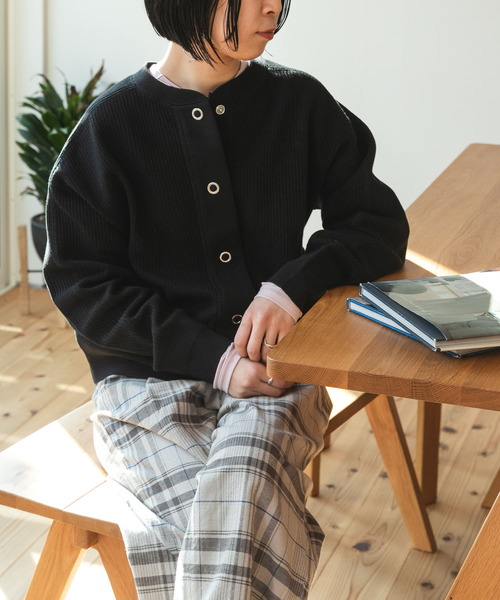 FORK&SPOON（フォークアンドスプーン）の「FORK&SPOON　ラゲットリブカーディガン（カーディガン/ボレロ・レディース・ブラック/ベージュ・ONE）」の2枚目の写真