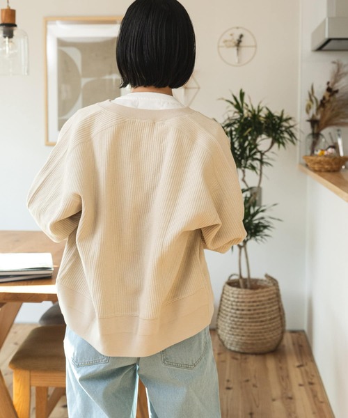 FORK&SPOON（フォークアンドスプーン）の「FORK&SPOON　ラゲットリブカーディガン（カーディガン/ボレロ・レディース・ブラック/ベージュ・ONE）」の6枚目の写真