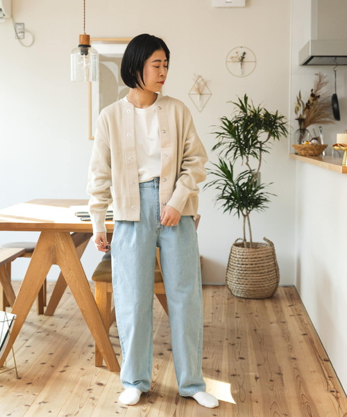 FORK&SPOON（フォークアンドスプーン）の「FORK&SPOON　ラゲットリブカーディガン（カーディガン/ボレロ・レディース・ブラック/ベージュ・ONE）」の8枚目の写真