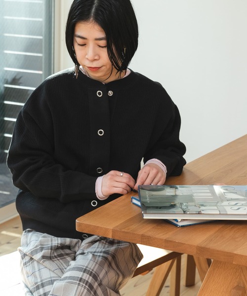 FORK&SPOON（フォークアンドスプーン）の「FORK&SPOON　ラゲットリブカーディガン（カーディガン/ボレロ・レディース・ブラック/ベージュ・ONE）」の12枚目の写真