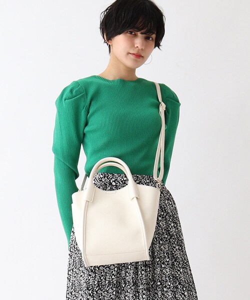 OPAQUE.CLIP（オペークドットクリップ）の「◆配色ステッチシュリンクミドルトート【2WAY・軽量】（トートバッグ・レディース・オフホワイト/グレー/ブラック/ダークオレンジ・00）」の12枚目の写真