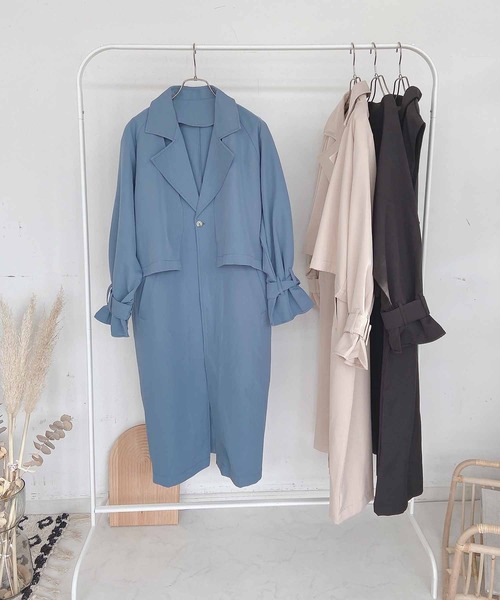 AS KNOW AS plus(アズノゥアズプラス)の「●3WAYレイヤード マルチウェイトレンチコート(トレンチコート・レディース・ブラック/ブルー/ライトベージュ・FREE)」の8枚目の写真