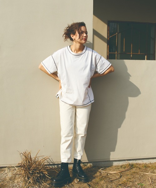 Ungrid（アングリッド）の「【ムラサキスポーツ別注】UNGRID/アングリッド  水陸両用 ルーズシルエット無地Tシャツ/ラッシュガードTシャツ 62308（Tシャツ/カットソー・レディース・グリーン/グレー/ベージュ/ホワイト・M）」の7枚目の写真