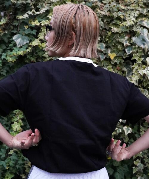 AVIREX（アヴィレックス）の「【WEB&DEPOT限定】アヴィレックス リンガーTシャツ/AVIREX RINGER T-SHIRT（Tシャツ/カットソー・レディース・ホワイト/ブラック/イエロー・FREE）」の4枚目の写真