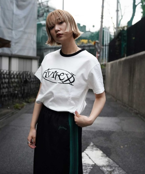 AVIREX（アヴィレックス）の「【WEB&DEPOT限定】アヴィレックス リンガーTシャツ/AVIREX RINGER T-SHIRT（Tシャツ/カットソー・レディース・ホワイト/ブラック/イエロー・FREE）」の2枚目の写真