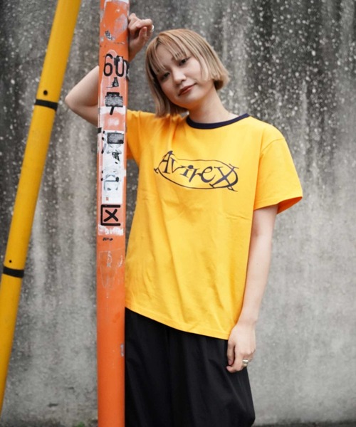 AVIREX（アヴィレックス）の「【WEB&DEPOT限定】アヴィレックス リンガーTシャツ/AVIREX RINGER T-SHIRT（Tシャツ/カットソー・レディース・ホワイト/ブラック/イエロー・FREE）」の7枚目の写真