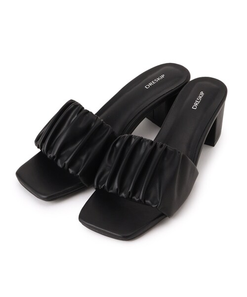 DRESKIP(ドレスキップ)の「◆ギャザ-ミュ-ル(サンダル・レディース・アイボリー/ブラック/ライトパープル・35/45)」の1枚目の写真