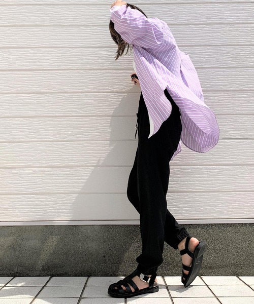 Q（キュー）の「リブベルトジョガーパンツ（その他パンツ・レディース・ブラック/グレイッシュベージュ・MEDIUM）」の7枚目の写真