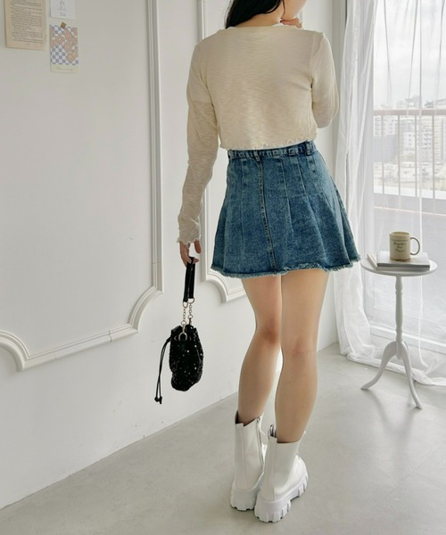 Loueme（ルエム）の「フロントリボンメロウショートカーディガン（カーディガン/ボレロ・レディース・ホワイト/ブラック/アイボリー/ピンク/ライトブルー・FREE）」の20枚目の写真