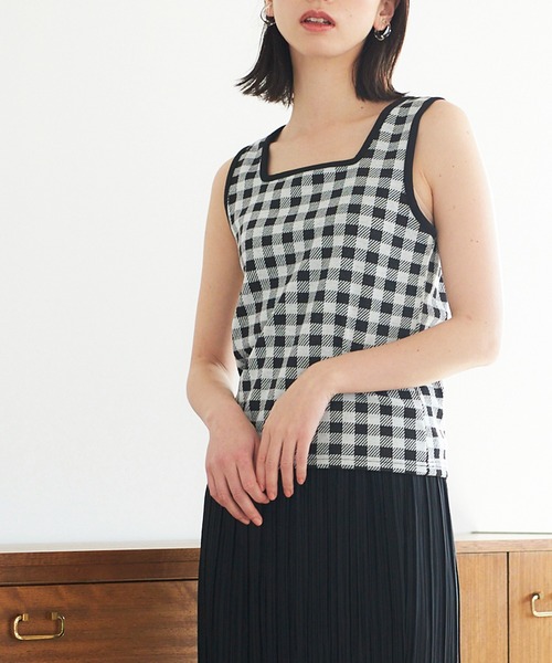 GeeRA（ジーラ）の「チェック柄タンクトップ（タンクトップ・レディース・ブラック/グリーン・LARGE/MEDIUM）」の2枚目の写真