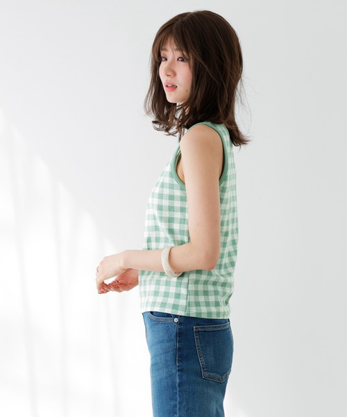 GeeRA（ジーラ）の「チェック柄タンクトップ（タンクトップ・レディース・ブラック/グリーン・LARGE/MEDIUM）」の15枚目の写真
