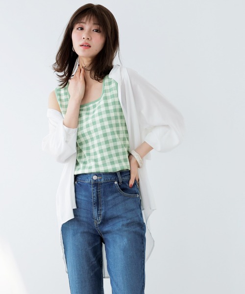 GeeRA（ジーラ）の「チェック柄タンクトップ（タンクトップ・レディース・ブラック/グリーン・LARGE/MEDIUM）」の21枚目の写真