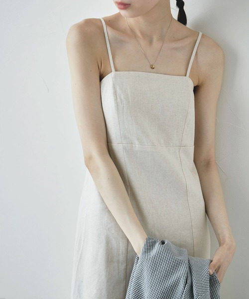 etoll.（エトル）の「リネンライクペンシルキャミワンピース（ワンピース・レディース・アイボリー/スミクロ・FREE）」の17枚目の写真