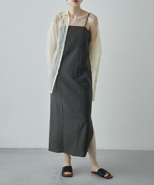 etoll.（エトル）の「リネンライクペンシルキャミワンピース（ワンピース・レディース・アイボリー/スミクロ・FREE）」の13枚目の写真