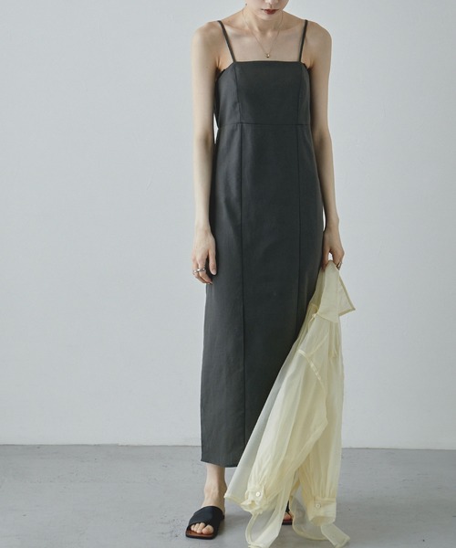 etoll.（エトル）の「リネンライクペンシルキャミワンピース（ワンピース・レディース・アイボリー/スミクロ・FREE）」の19枚目の写真