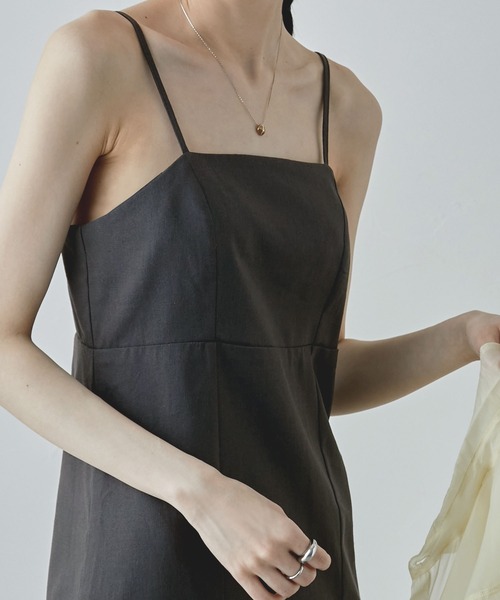 etoll.（エトル）の「リネンライクペンシルキャミワンピース（ワンピース・レディース・アイボリー/スミクロ・FREE）」の16枚目の写真