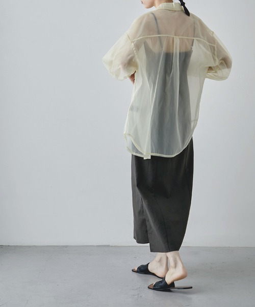 etoll.（エトル）の「リネンライクペンシルキャミワンピース（ワンピース・レディース・アイボリー/スミクロ・FREE）」の5枚目の写真