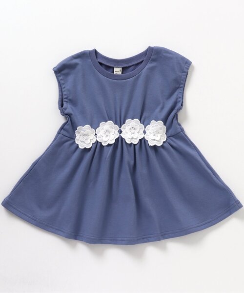 apres les cours（アプレレクール）の「ウエストお花モチーフチュニック_接触冷感（チュニック・キッズ・イエロー/ミント/ローズ/ドット/ブルー・140/110/120/80/100/90/130）」の4枚目の写真