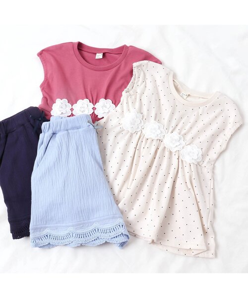 apres les cours（アプレレクール）の「ウエストお花モチーフチュニック_接触冷感（チュニック・キッズ・イエロー/ミント/ローズ/ドット/ブルー・140/110/120/80/100/90/130）」の7枚目の写真