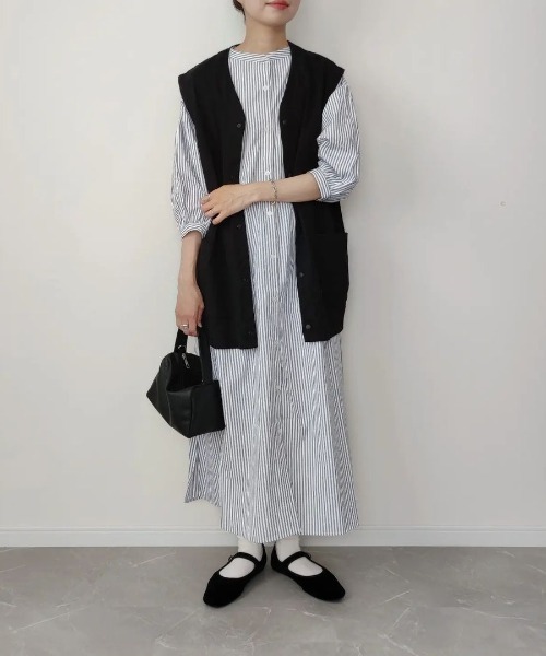 Re:EDIT（リエディ）の「[低身長/高身長サイズ有]ボリュームスリーブマキシシャツワンピース（シャツワンピース・レディース・グレー系その他/ミント/ブラック/ホワイト・TALL/MEDIUM/SHORT/LARGE）」の13枚目の写真