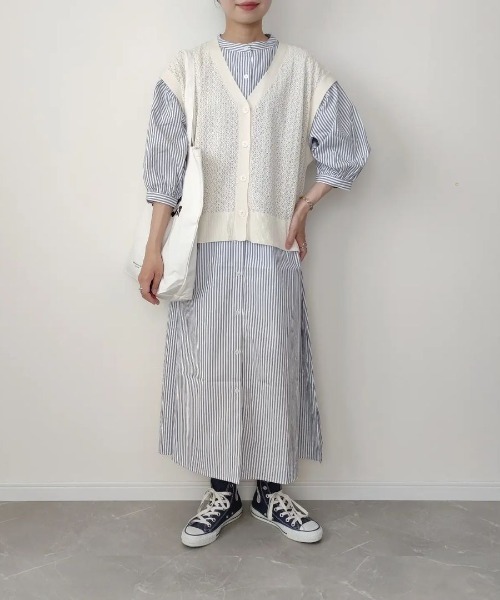 Re:EDIT（リエディ）の「[低身長/高身長サイズ有]ボリュームスリーブマキシシャツワンピース（シャツワンピース・レディース・グレー系その他/ミント/ブラック/ホワイト・TALL/MEDIUM/SHORT/LARGE）」の11枚目の写真