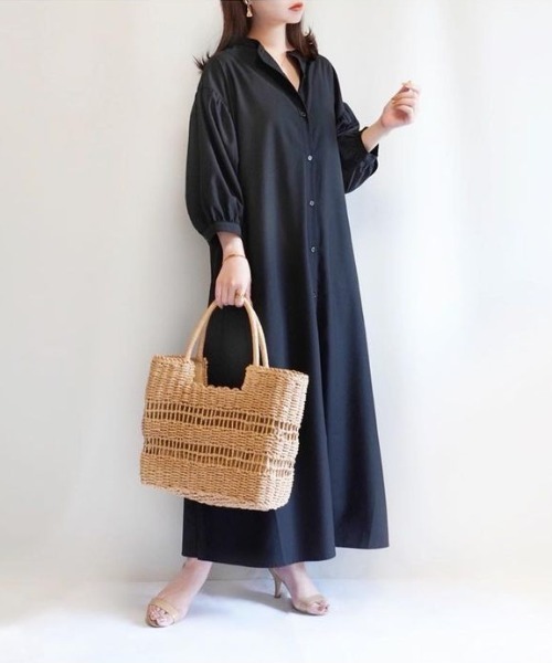 Re:EDIT（リエディ）の「[低身長/高身長サイズ有]ボリュームスリーブマキシシャツワンピース（シャツワンピース・レディース・グレー系その他/ミント/ブラック/ホワイト・TALL/MEDIUM/SHORT/LARGE）」の14枚目の写真